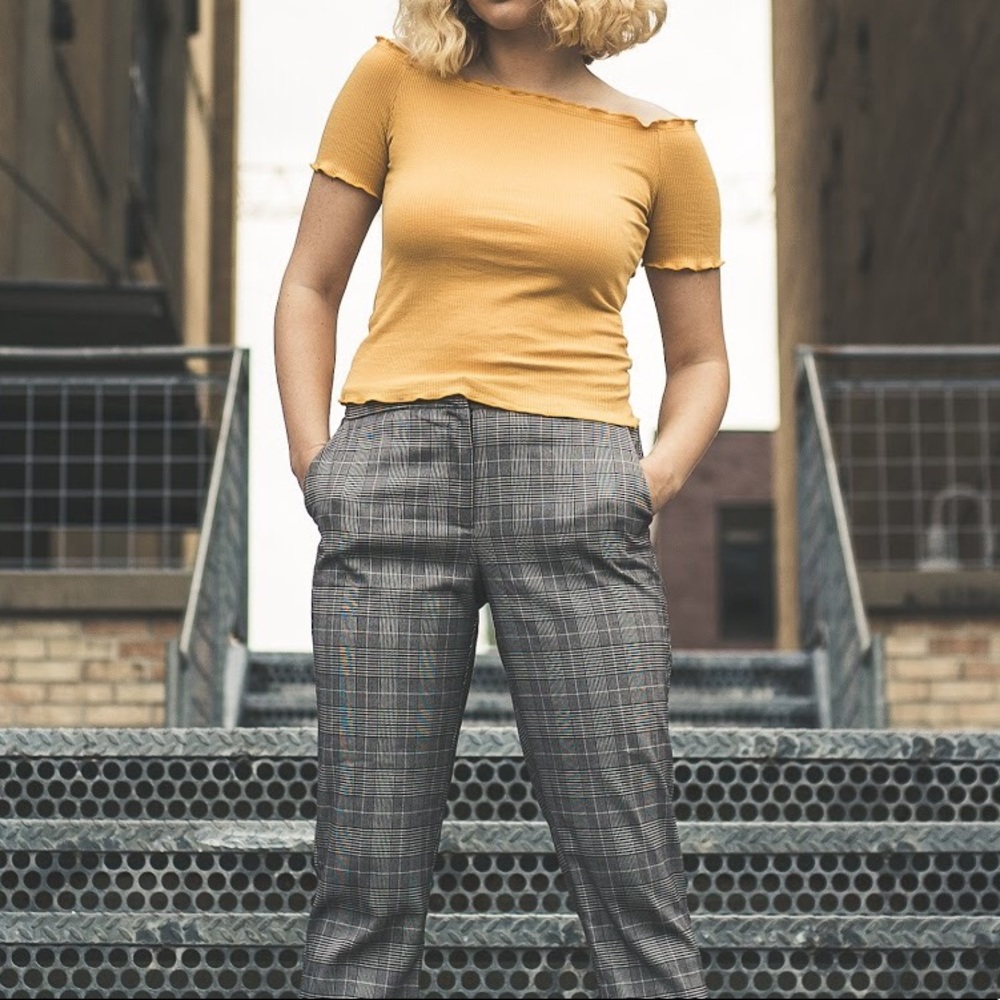 Mustard Yellow Off the Shoulder Top - Picture 2 of 2